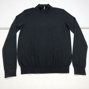 Reiss Blackhall Merino Wool Quarter Zip Sweater Mens Small Black NEW $160
